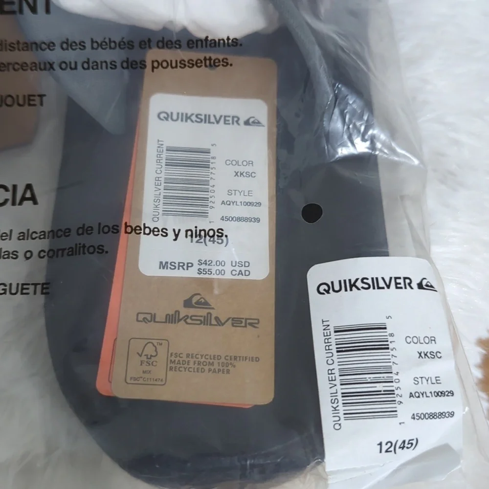 Quicksilver sandals flip flop size 12 black and gray in color - Picture 2 of 2